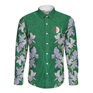 Custom Algeria Iris Floral Green Long Sleeve Button Shirt Africa Women’s Football Champion Series 2026