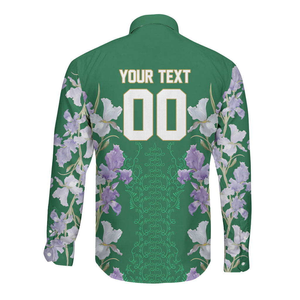 Custom Algeria Iris Floral Green Long Sleeve Button Shirt Africa Women’s Football Champion Series 2026