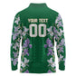 Custom Algeria Iris Floral Green Long Sleeve Polo Shirt Africa Women’s Football Champion Series 2026