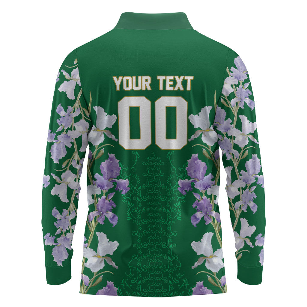 Custom Algeria Iris Floral Green Long Sleeve Polo Shirt Africa Women’s Football Champion Series 2026