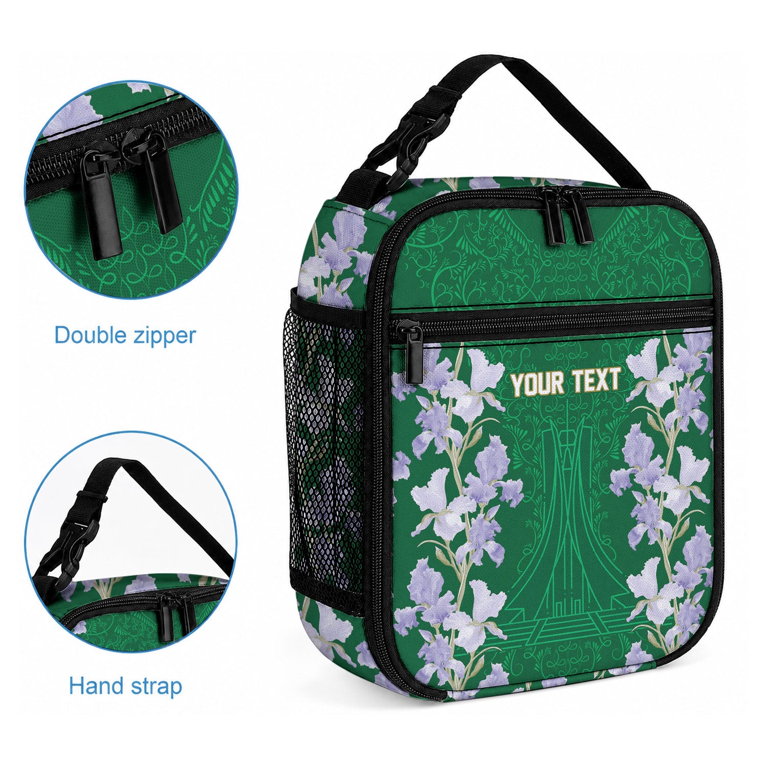 Custom Algeria Iris Floral Green Lunch Bag Africa Women’s Football Champion Series 2026