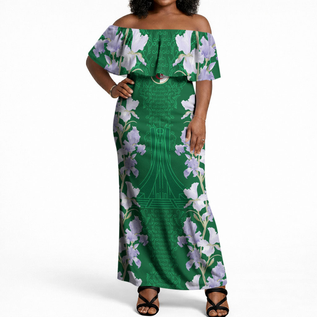 Custom Algeria Iris Floral Green Off Shoulder Maxi Dress Africa Women’s Football Champion Series 2026