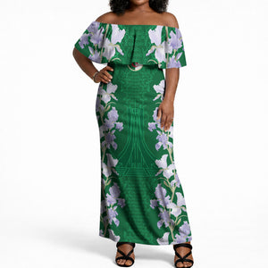 Custom Algeria Iris Floral Green Off Shoulder Maxi Dress Africa Women’s Football Champion Series 2026