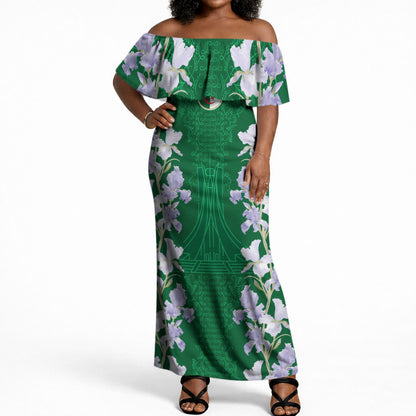 Custom Algeria Iris Floral Green Off Shoulder Maxi Dress Africa Women’s Football Champion Series 2026