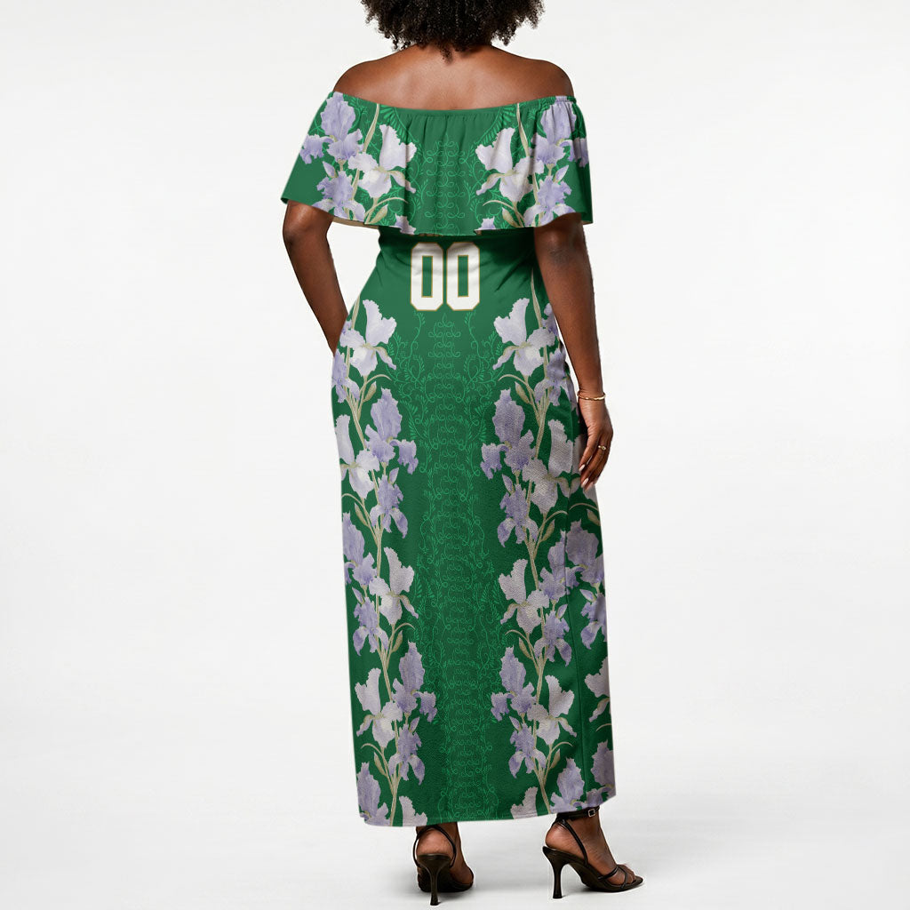 Custom Algeria Iris Floral Green Off Shoulder Maxi Dress Africa Women’s Football Champion Series 2026