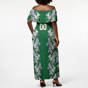 Custom Algeria Iris Floral Green Off Shoulder Maxi Dress Africa Women’s Football Champion Series 2026