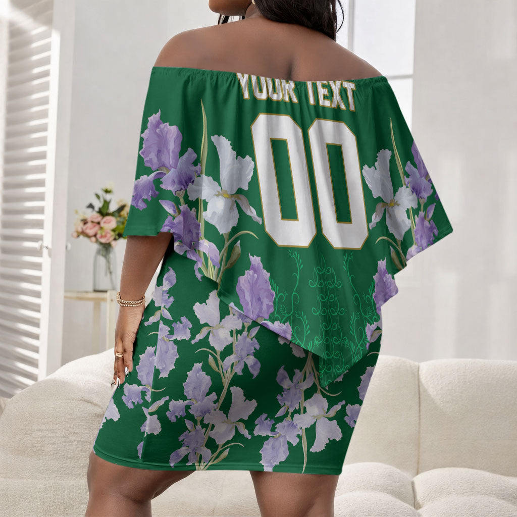 Custom Algeria Iris Floral Green Off Shoulder Short Dress Africa Women’s Football Champion Series 2026