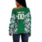 Custom Algeria Iris Floral Green Off Shoulder Sweater Africa Women’s Football Champion Series 2026