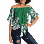 Custom Algeria Iris Floral Green Off Shoulder Wrap Waist Top Africa Women’s Football Champion Series 2026