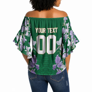 Custom Algeria Iris Floral Green Off Shoulder Wrap Waist Top Africa Women’s Football Champion Series 2026