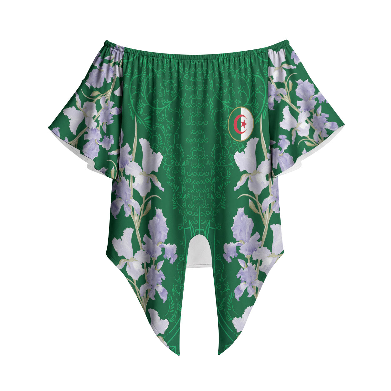 Custom Algeria Iris Floral Green Off Shoulder Wrap Waist Top Africa Women’s Football Champion Series 2026