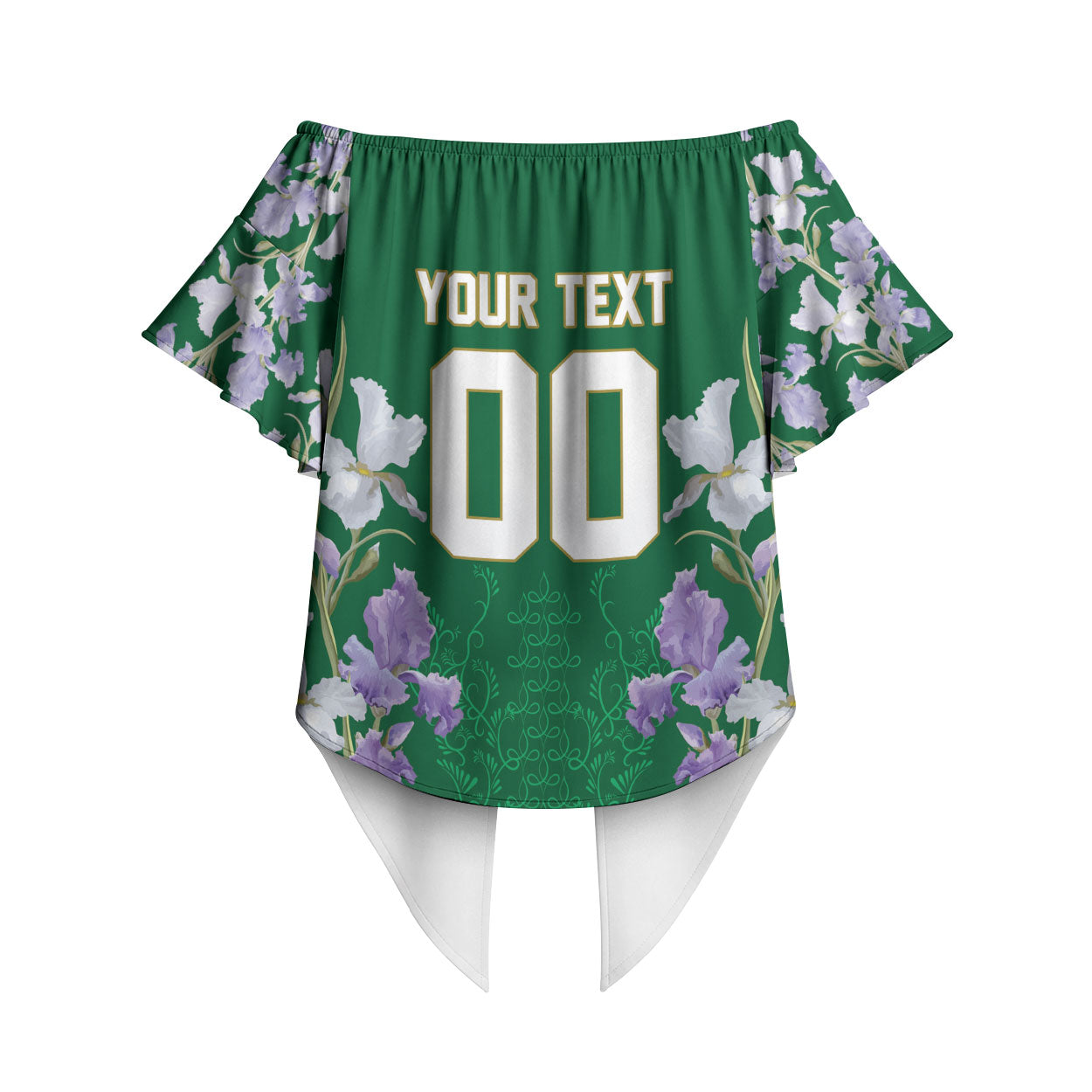 Custom Algeria Iris Floral Green Off Shoulder Wrap Waist Top Africa Women’s Football Champion Series 2026