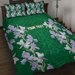 Custom Algeria Iris Floral Green Quilt Bed Set Africa Women’s Football Champion Series 2026