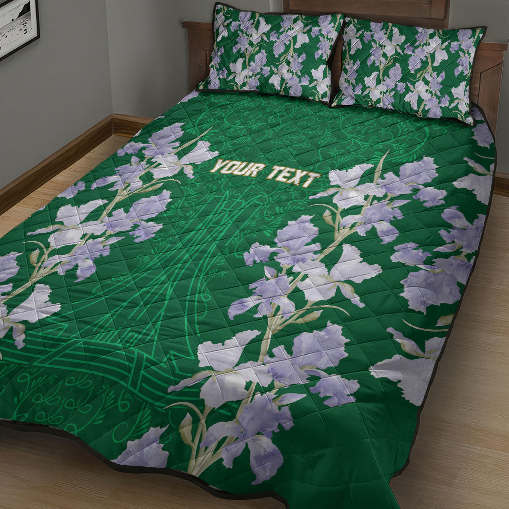 Custom Algeria Iris Floral Green Quilt Bed Set Africa Women’s Football Champion Series 2026