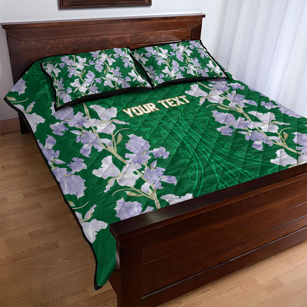 Custom Algeria Iris Floral Green Quilt Bed Set Africa Women’s Football Champion Series 2026