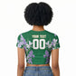 Custom Algeria Iris Floral Green Raglan Cropped T shirt Africa Women’s Football Champion Series 2026