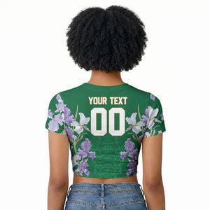 Custom Algeria Iris Floral Green Raglan Cropped T shirt Africa Women’s Football Champion Series 2026