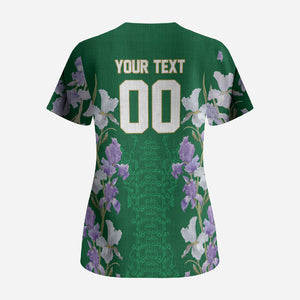 Custom Algeria Iris Floral Green Scrub Top Africa Women’s Football Champion Series 2026