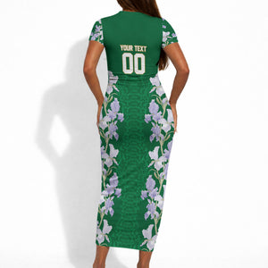 Custom Algeria Iris Floral Green Short Sleeve Bodycon Dress Africa Women’s Football Champion Series 2026