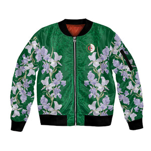 Custom Algeria Iris Floral Green Sleeve Zip Bomber Jacket Africa Women’s Football Champion Series 2026