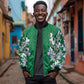 Custom Algeria Iris Floral Green Sleeve Zip Bomber Jacket Africa Women’s Football Champion Series 2026