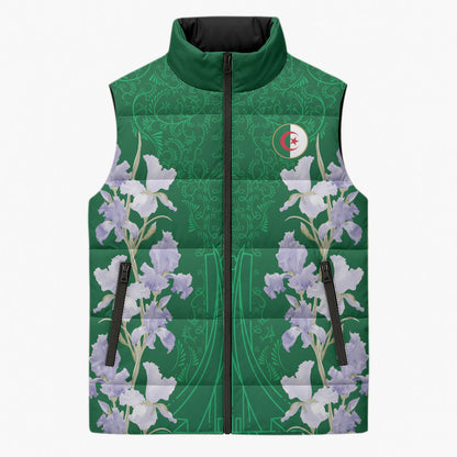 Custom Algeria Iris Floral Green Sleeveless Puffer Jacket Africa Women’s Football Champion Series 2026