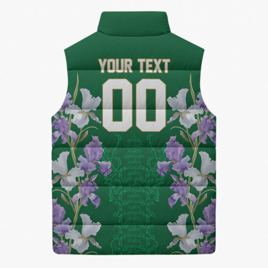 Custom Algeria Iris Floral Green Sleeveless Puffer Jacket Africa Women’s Football Champion Series 2026