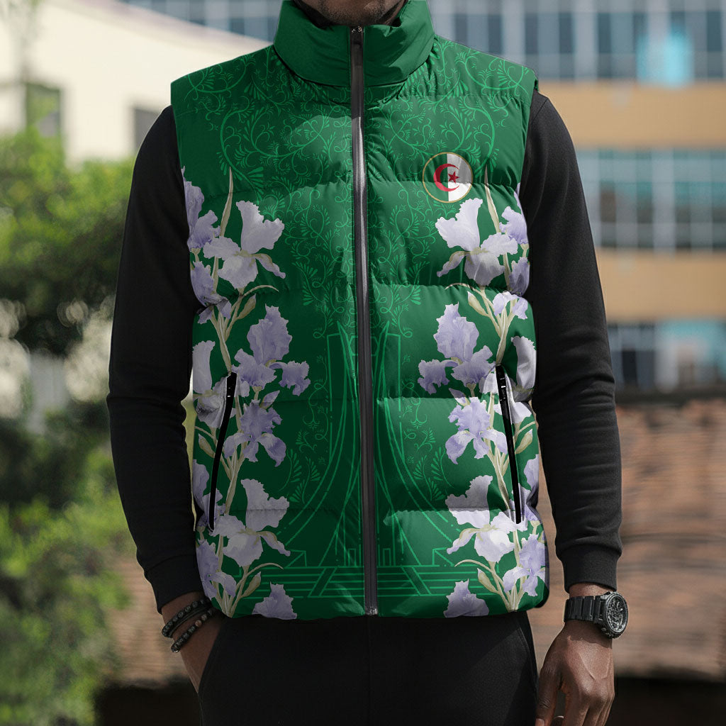 Custom Algeria Iris Floral Green Sleeveless Puffer Jacket Africa Women’s Football Champion Series 2026
