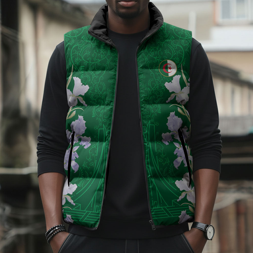 Custom Algeria Iris Floral Green Sleeveless Puffer Jacket Africa Women’s Football Champion Series 2026