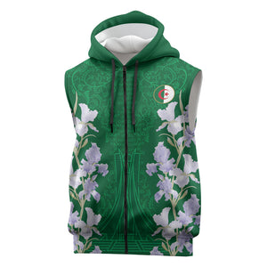 Custom Algeria Iris Floral Green Sleeveless Zip Hoodie Africa Women’s Football Champion Series 2026