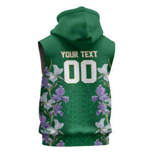 Custom Algeria Iris Floral Green Sleeveless Zip Hoodie Africa Women’s Football Champion Series 2026