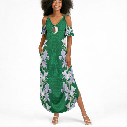 Custom Algeria Iris Floral Green Summer Maxi Dress Africa Women’s Football Champion Series 2026