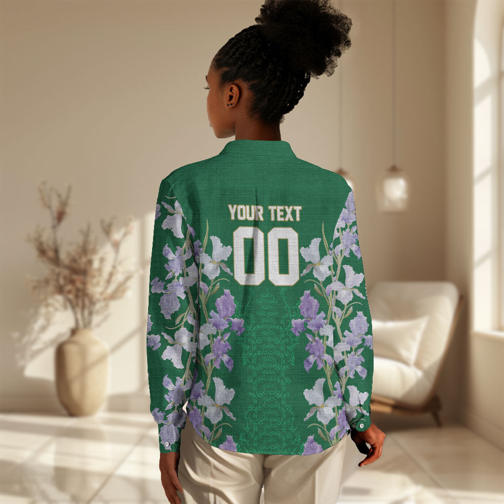 Custom Algeria Iris Floral Green Women Casual Shirt Africa Women’s Football Champion Series 2026