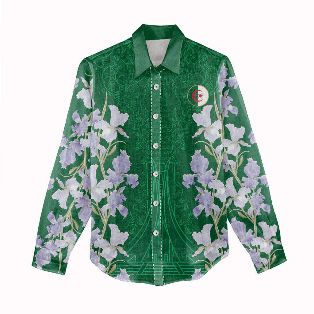 Custom Algeria Iris Floral Green Women Casual Shirt Africa Women’s Football Champion Series 2026