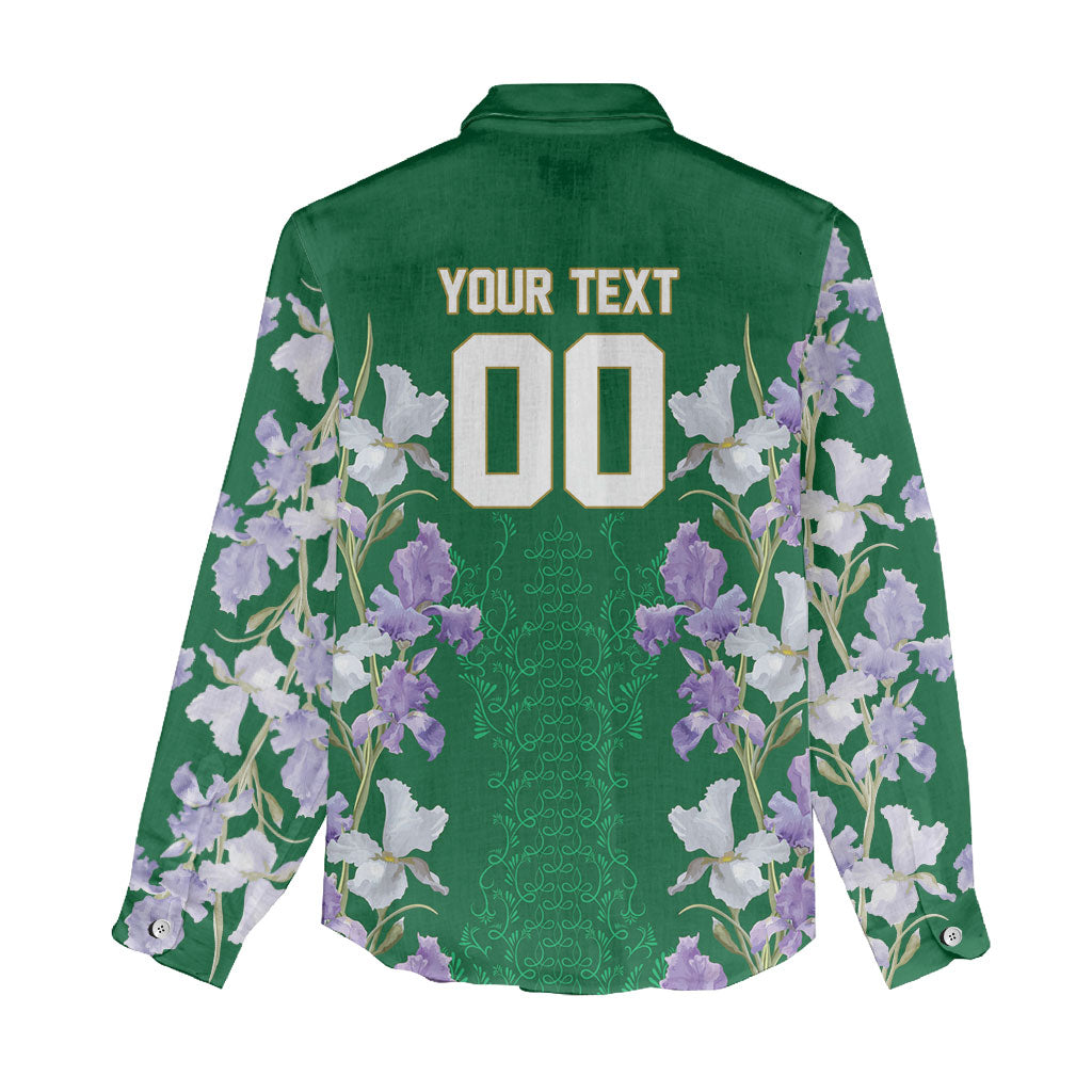 Custom Algeria Iris Floral Green Women Casual Shirt Africa Women’s Football Champion Series 2026