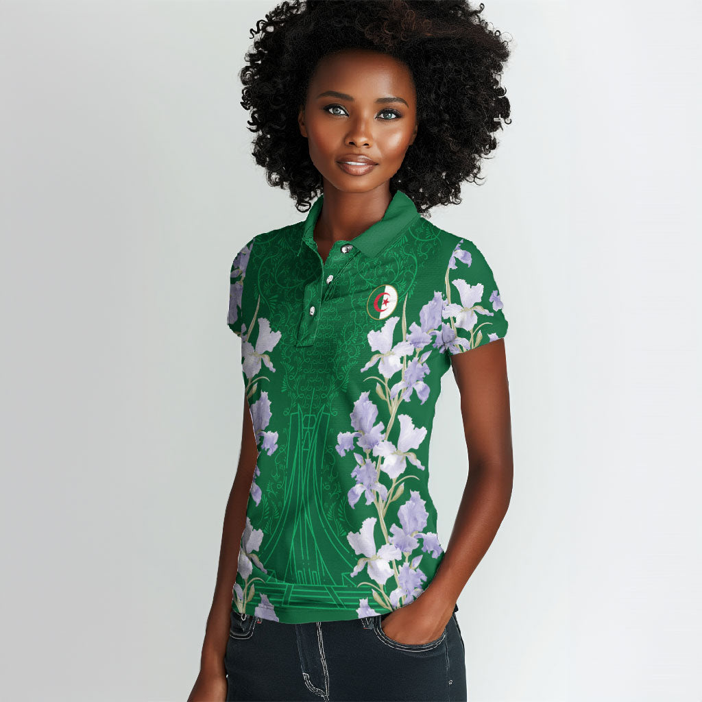 Custom Algeria Iris Floral Green Women Polo Shirt Africa Women’s Football Champion Series 2026