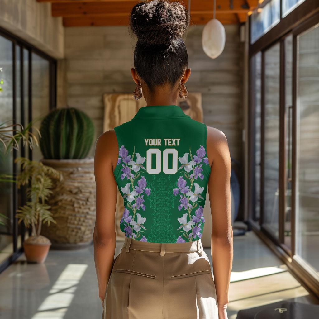 Custom Algeria Iris Floral Green Women Sleeveless Polo Shirt Africa Women’s Football Champion Series 2026