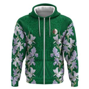 Custom Algeria Iris Floral Green Zip Hoodie Africa Women’s Football Champion Series 2026