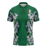 Custom Algeria Iris Floral Green Zipper Polo Shirt Africa Women’s Football Champion Series 2026