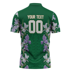 Custom Algeria Iris Floral Green Zipper Polo Shirt Africa Women’s Football Champion Series 2026