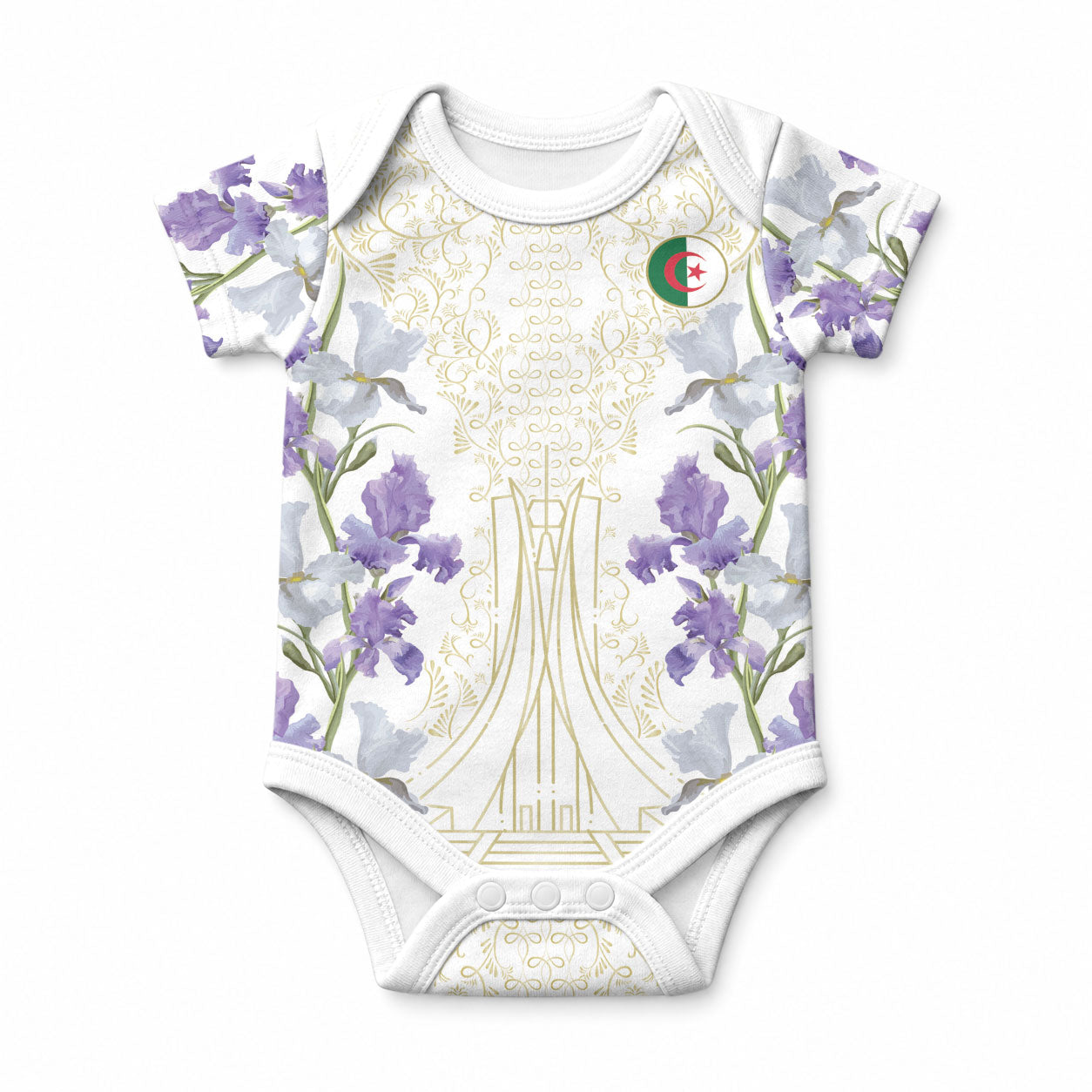 Custom Algeria Iris Floral White Baby Onesie Africa Women’s Football Champion Series 2026