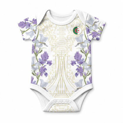 Custom Algeria Iris Floral White Baby Onesie Africa Women’s Football Champion Series 2026