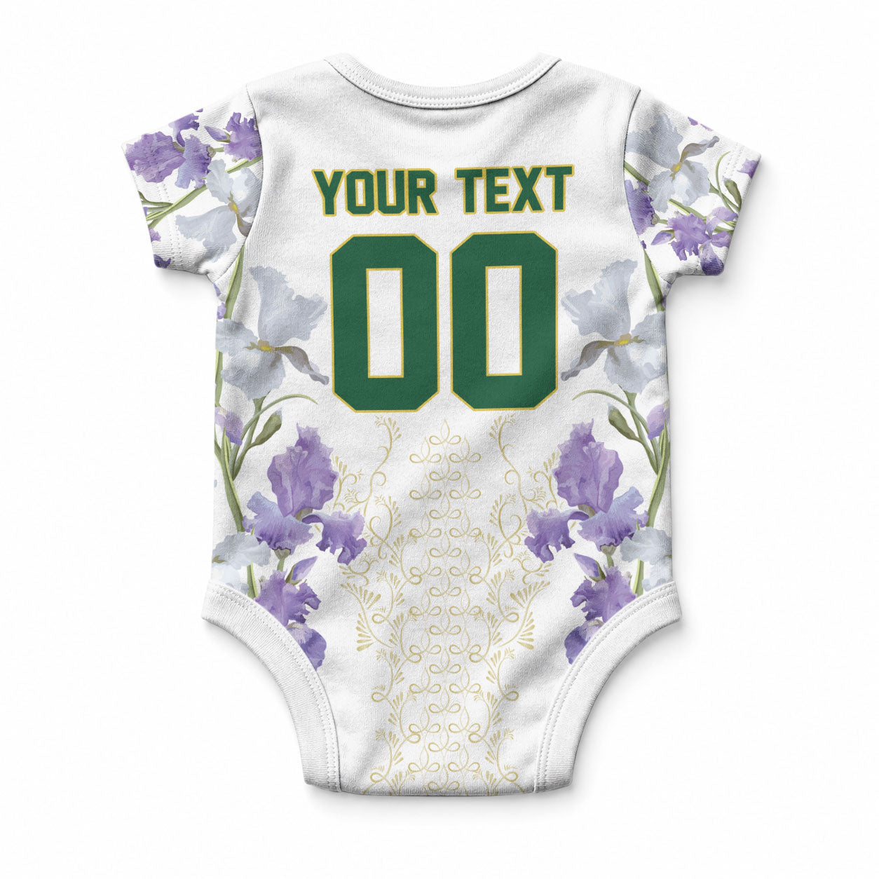 Custom Algeria Iris Floral White Baby Onesie Africa Women’s Football Champion Series 2026