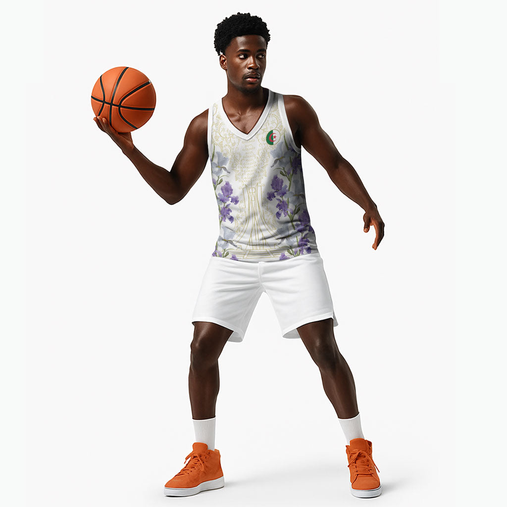 Custom Algeria Iris Floral White Basketball Jersey Africa Women’s Football Champion Series 2026