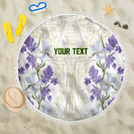 Custom Algeria Iris Floral White Beach Blanket Africa Women’s Football Champion Series 2026
