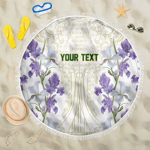 Custom Algeria Iris Floral White Beach Blanket Africa Women’s Football Champion Series 2026