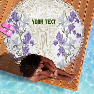 Custom Algeria Iris Floral White Beach Blanket Africa Women’s Football Champion Series 2026