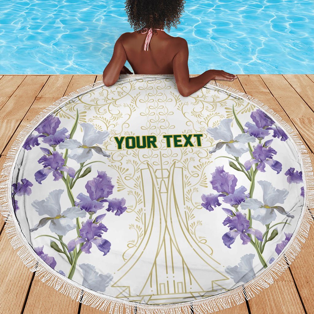 Custom Algeria Iris Floral White Beach Blanket Africa Women’s Football Champion Series 2026