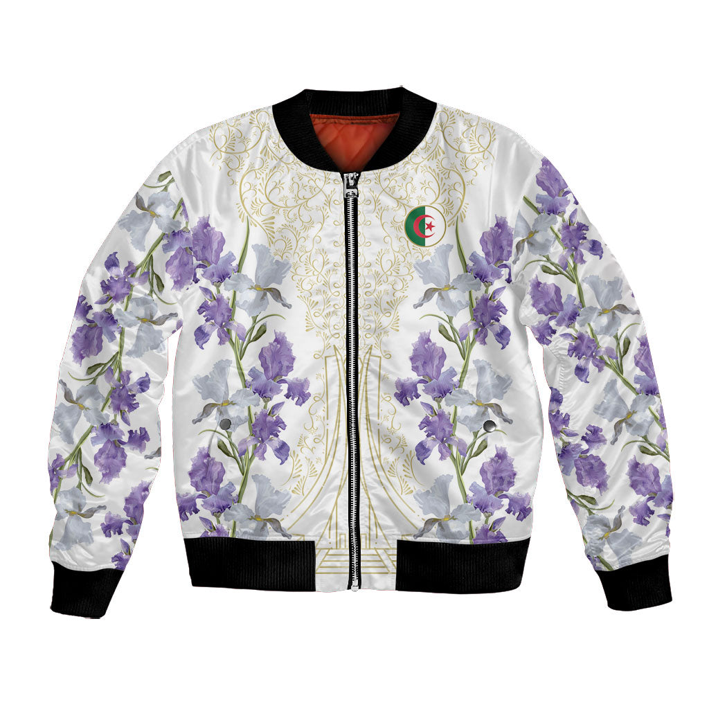 Custom Algeria Iris Floral White Bomber Jacket Africa Women’s Football Champion Series 2026