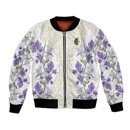 Custom Algeria Iris Floral White Bomber Jacket Africa Women’s Football Champion Series 2026